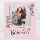 Elegant Photo Bridesmaid Voorstel Wijn Etiket (Enkel label)