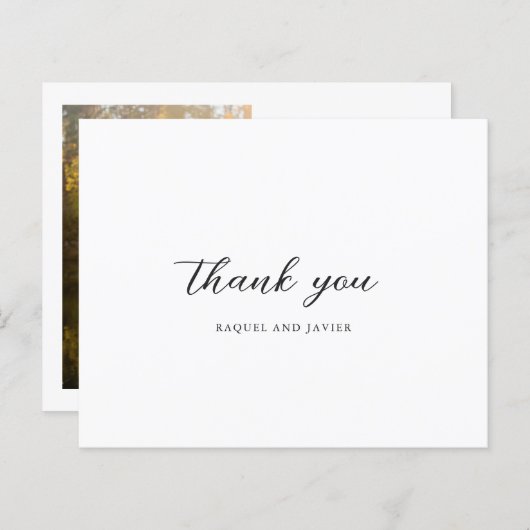 Elegant Photo Budget Wedding Thank You Card (Voorkant / Achterkant)