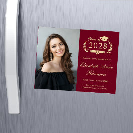 Elegant Photo Burgundy Afstuderen Magnetic Kaart