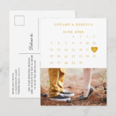 Elegant Photo Calendar Gold Wedding Save the Date Aankondigingskaart (Voorkant / Achterkant)