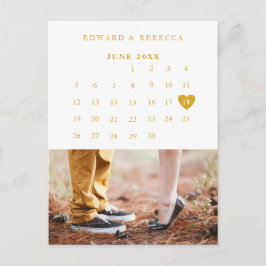 Elegant Photo Calendar Gold Wedding Save the Date Aankondigingskaart