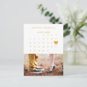 Elegant Photo Calendar Gold Wedding Save the Date Aankondigingskaart (Staand voorkant)