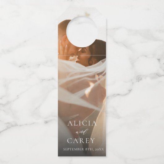 Elegant Photo Calligraphy Wedding Flessenhanger (Achterkant)
