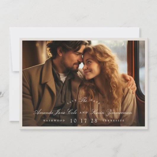 Elegant Photo Calligraphy Wedding Save The Date (Voorkant)