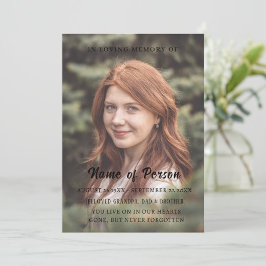 Elegant Photo Celebration of Life Funeral Programm Kaart (Staand voorkant)