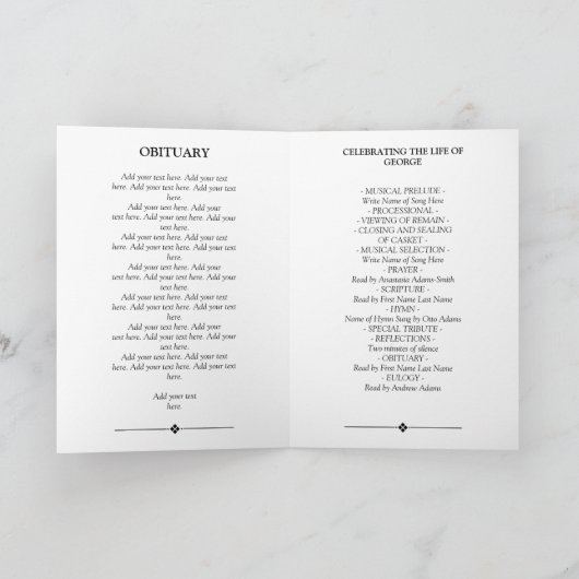 Elegant Photo Celebration of Life Funeral Programm Programma (Binnen)