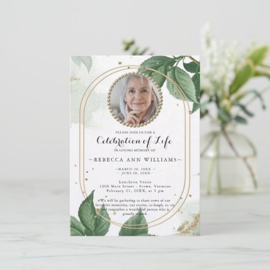 Elegant Photo Celebration of Life Kaart (Staand voorkant)