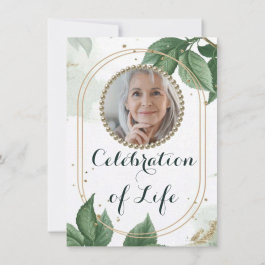 Elegant Photo Celebration of Life Kaart (Achterkant)