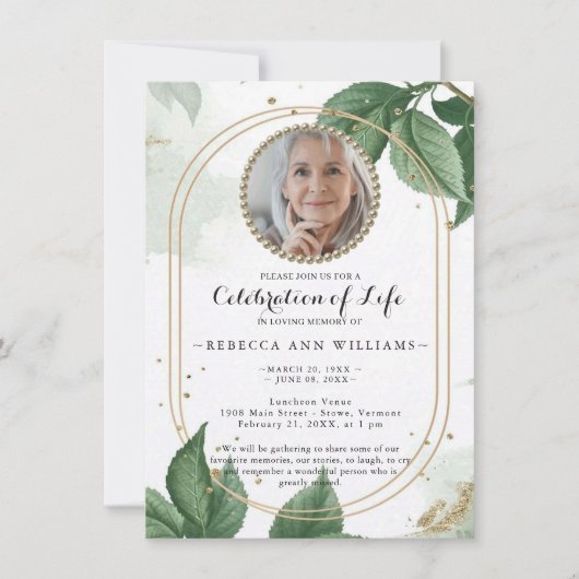 Elegant Photo Celebration of Life Kaart (Voorkant)