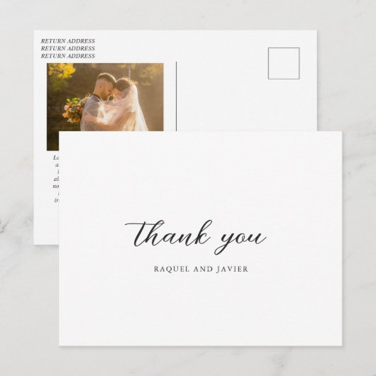 Elegant Photo Classic Wedding Thank You Briefkaart (Voorkant / Achterkant)