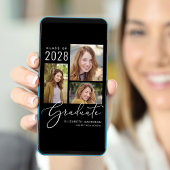 Elegant Photo Collage Black Afstuderen Aankondiging