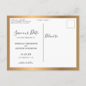Elegant Photo Collage Black Gold Save the Date Aankondigingskaart (Achterkant)
