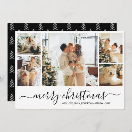 Elegant Photo Collage Black kerstfeestkaart Kaart