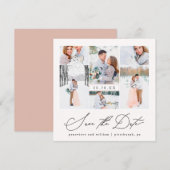 Elegant Photo Collage Calligrafie Save the Date (Voorkant / Achterkant)
