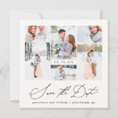 Elegant Photo Collage Calligrafie Save the Date (Voorkant)