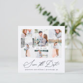 Elegant Photo Collage Calligrafie Save the Date Kaart (Staand voorkant)