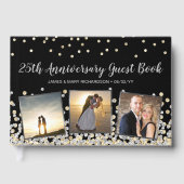 Elegant Photo Collage Gold Silver 25e Jubileum Gastenboek (Voorkant)