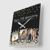 Elegant Photo Collage Gold Silver 25e Jubileum Vierkante Klok (Hoek)