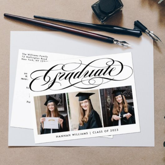 Elegant Photo Collage Graduation Party Invitation Briefkaart