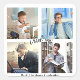 Elegant Photo Collage Graduation Party Vierkante Sticker