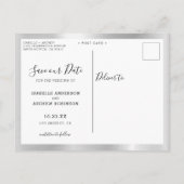Elegant Photo Collage Gray Silver Save the Date Aankondigingskaart (Achterkant)