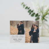 Elegant Photo Collage Gray Silver Save the Date Aankondigingskaart (Staand voorkant)