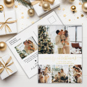 Elegant Photo Collage Holiday Gold Foil Briefkaart