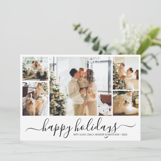 Elegant Photo Collage Kerstfeestdag Kaart (Staand voorkant)