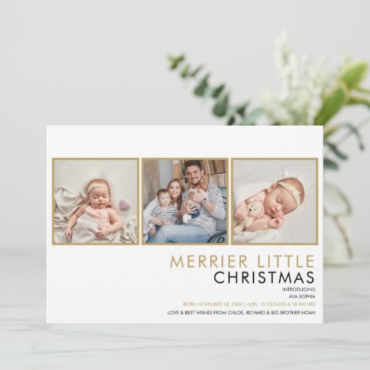 Elegant Photo Collage Kerstmis - Aankondiging (Staand voorkant)
