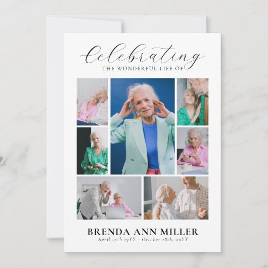 Elegant Photo Collage Memorial Funeral Tribute Bedankkaart (Voorkant)