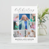 Elegant Photo Collage Memorial Funeral Tribute Bedankkaart (Staand voorkant)