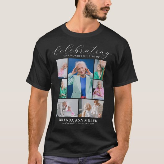 Elegant Photo Collage Memorial Funeral Tribute T-S T-shirt (Voorkant)