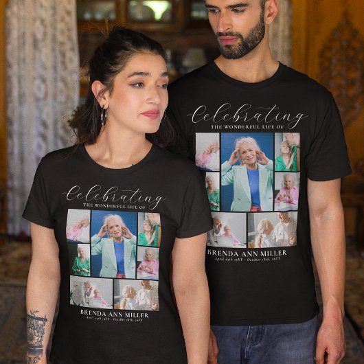 Elegant Photo Collage Memorial Funeral Tribute T-S T-shirt