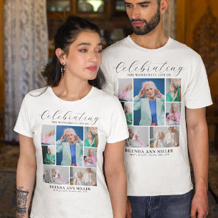 Elegant Photo Collage Memorial Funeral Tribute T-shirt