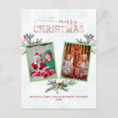 Elegant Photo Collage Merry kersttypografie Feestdagenkaart (Voorkant)
