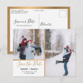 Elegant Photo Collage Metallic Gold Save the Date Aankondigingskaart (Voorkant / Achterkant)