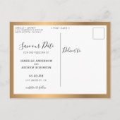 Elegant Photo Collage Metallic Gold Save the Date Aankondigingskaart (Achterkant)