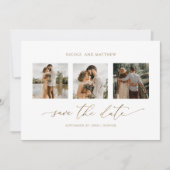Elegant Photo Collage Minimalist Wedding Save The Date (Voorkant)