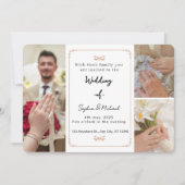 Elegant Photo Collage Modern Wedding Invitation  Kaart (Voorkant)