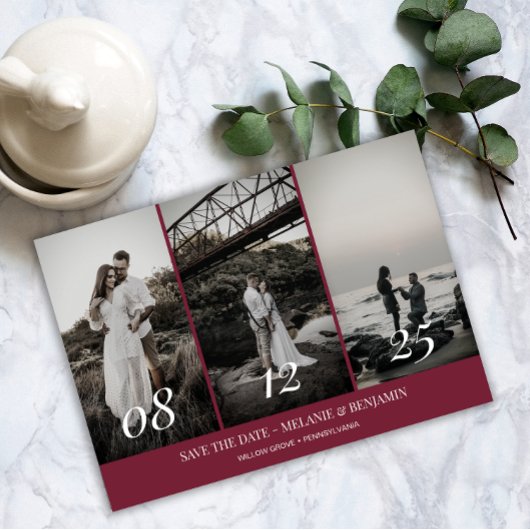 Elegant Photo Collage Roos Roze Save the Dates Kaart