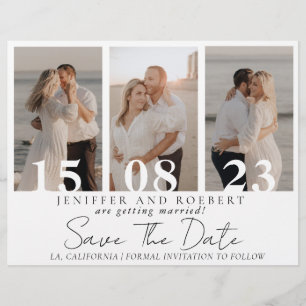 Elegant Photo Collage Save the Date Wedding Cards Flyer