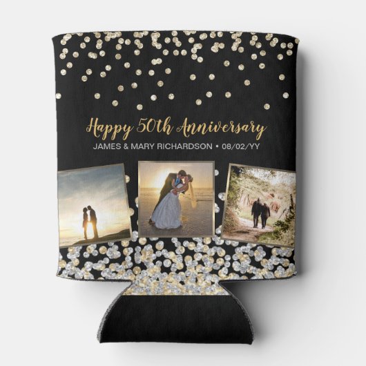 Elegant Photo Collage Silver Gold 50e Jubileum Blikjeskoeler (Achterkant)