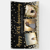 Elegant Photo Collage Silver Gold 50e Jubileum Spandoek (Verticaal)