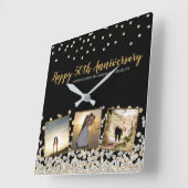 Elegant Photo Collage Silver Gold 50e Jubileum Vierkante Klok (Hoek)