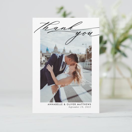 Elegant Photo Collage Wedding  Bedankkaart (Staand voorkant)