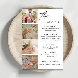 Elegant Photo Collage Wedding Dinner Menu Card