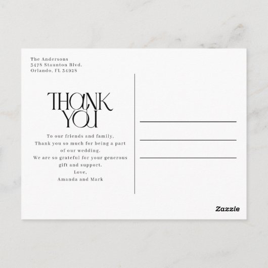 Elegant Photo Collage Wedding Hartelijk dank Briefkaart (Achterkant)