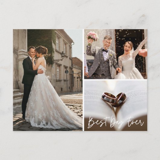 Elegant Photo Collage Wedding Hartelijk dank Briefkaart (Voorkant)