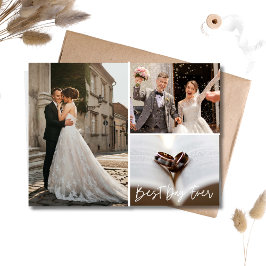 Elegant Photo Collage Wedding Hartelijk dank Briefkaart
