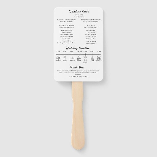 Elegant Photo Collage Wedding Program Fan Template Handwaaier (Achterkant)